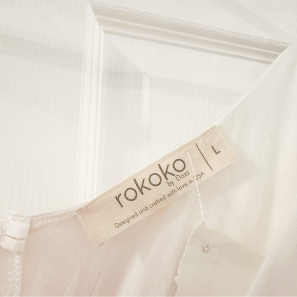 NWT Rokoko Wide Leg Flowy Boho Jumpsuit White sz Large - Picture 7 of 8